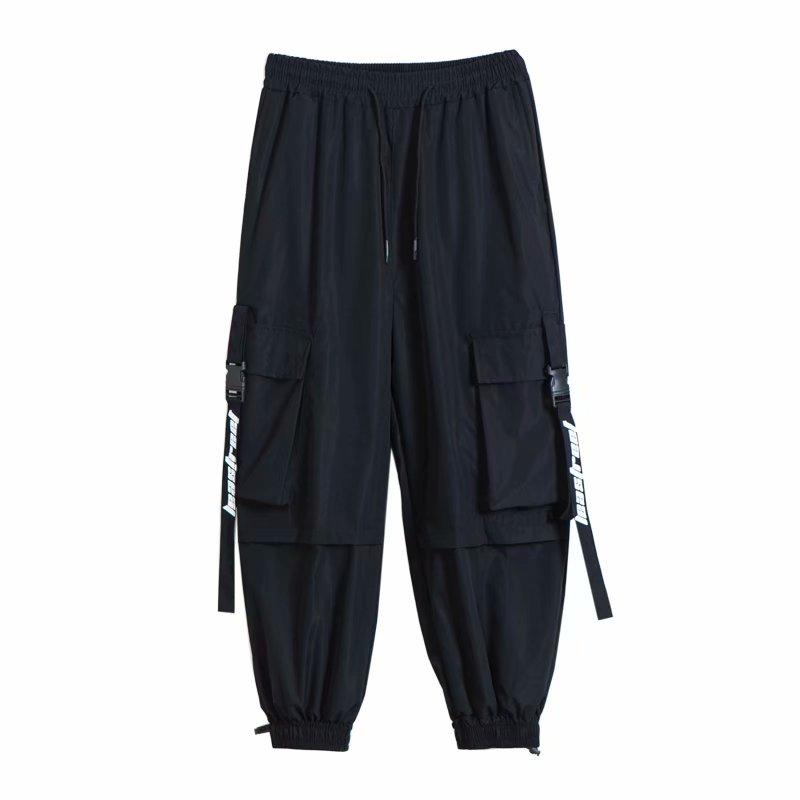 Quần thể thao ống rộng phối túi và dây ruy băng size S-3XL thời trang cá tính cho nam