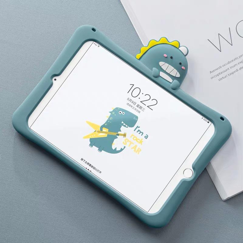 Ốp cho iPad mini, iPad Air, iPad Pro các dòng máy chất liệu silicon hình khủng long dễ thương - Mã TZAT907
