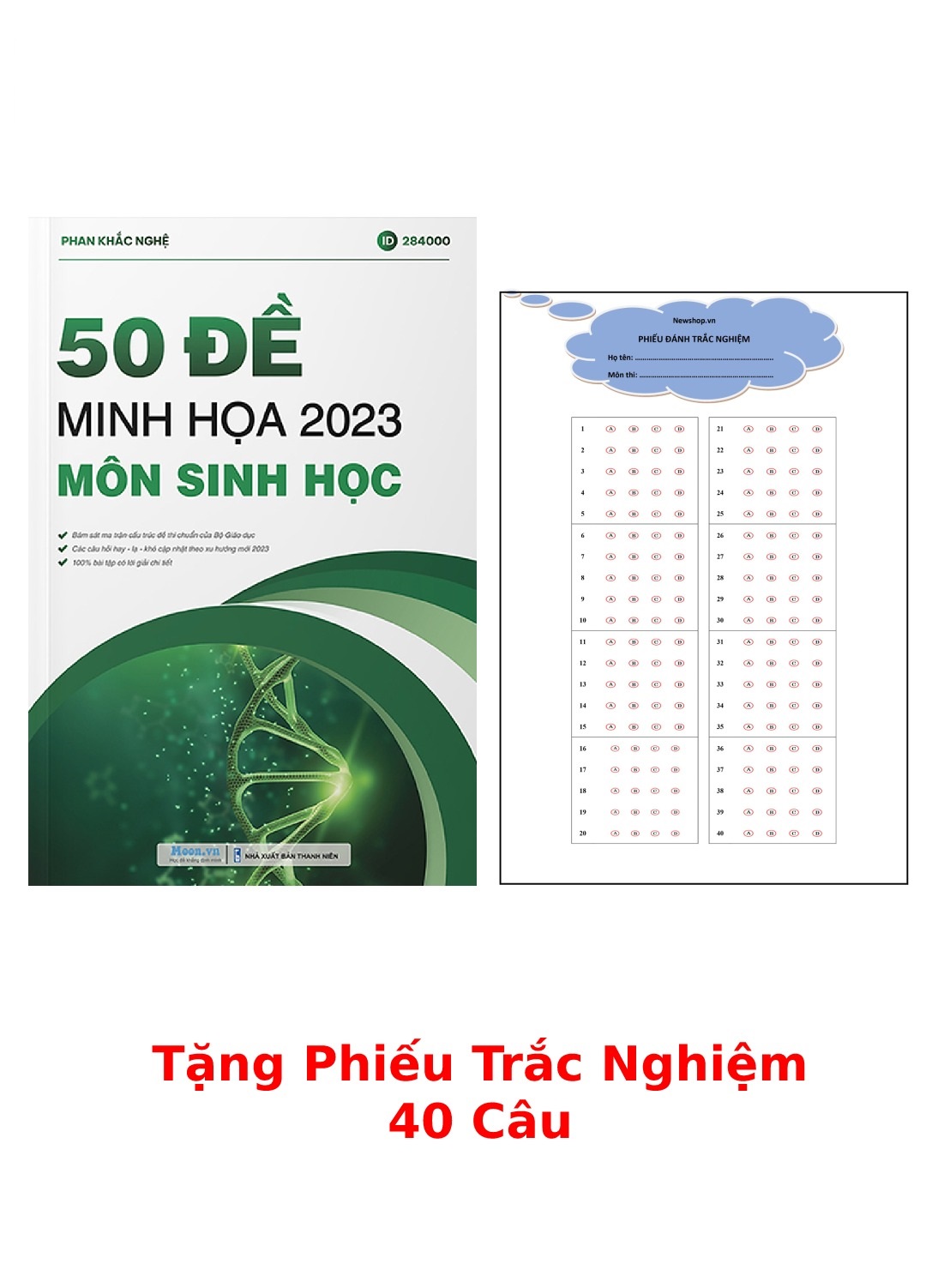 50 Đề Minh Họa 2023 Môn Sinh Học + Tặng Phiếu Trắc Nghiệm 40 Câu  _MOON