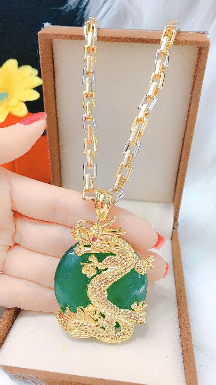 Dây Chuyền Ngọc Bội Nam Chạm Rồng - Mang Rất Sang