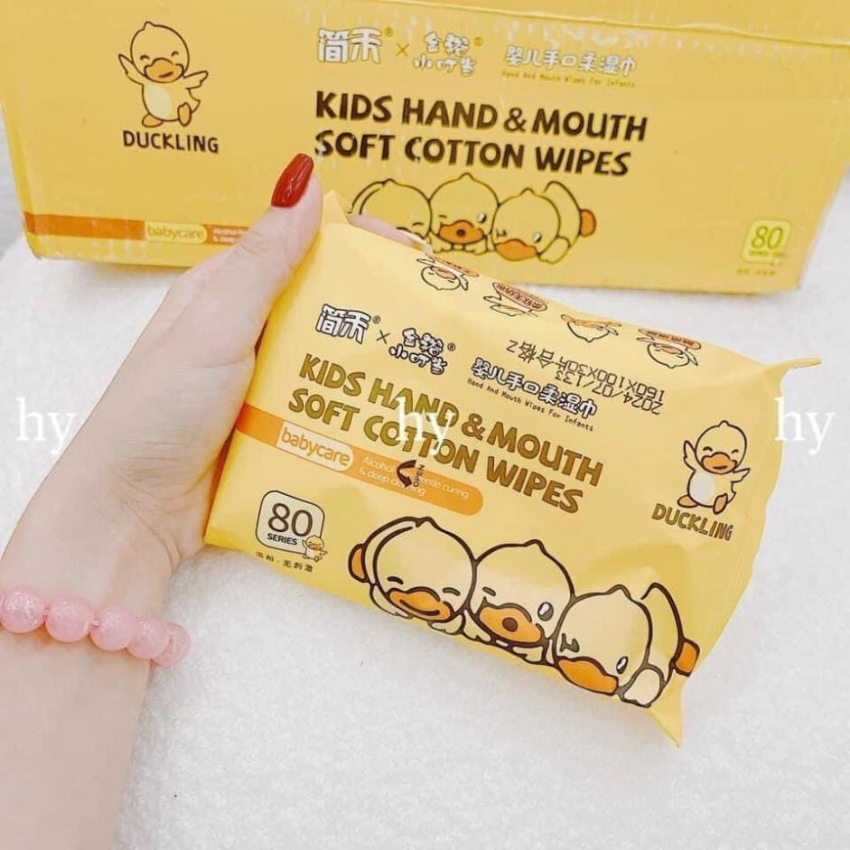 Khăn ướt con vịt vàng DUCKLING kháng khuẩn nội địa Trung siêu hot (80 tờ/bịch)