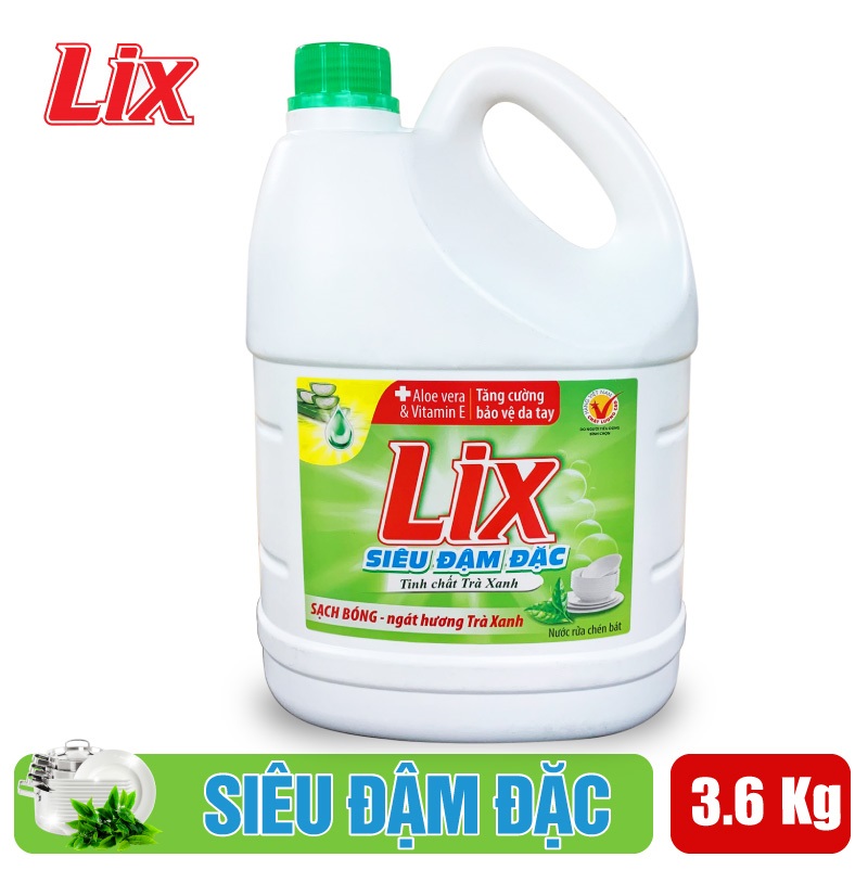 Nước rửa chén Lix siêu đậm đặc trà xanh 3.6Kg NT360