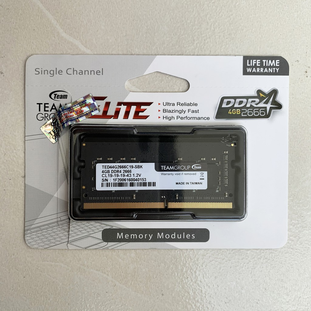 Ram Laptop Team 4GB Elite DDR4 2666Mhz - Hàng chính hãng NetworkHub phân phối