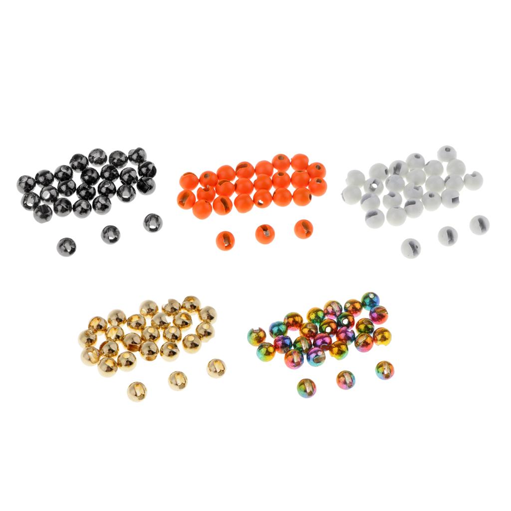 25pcs Slotted Tungsten Fly Tying Beads Fast Sinking Nymph Eyes Gold