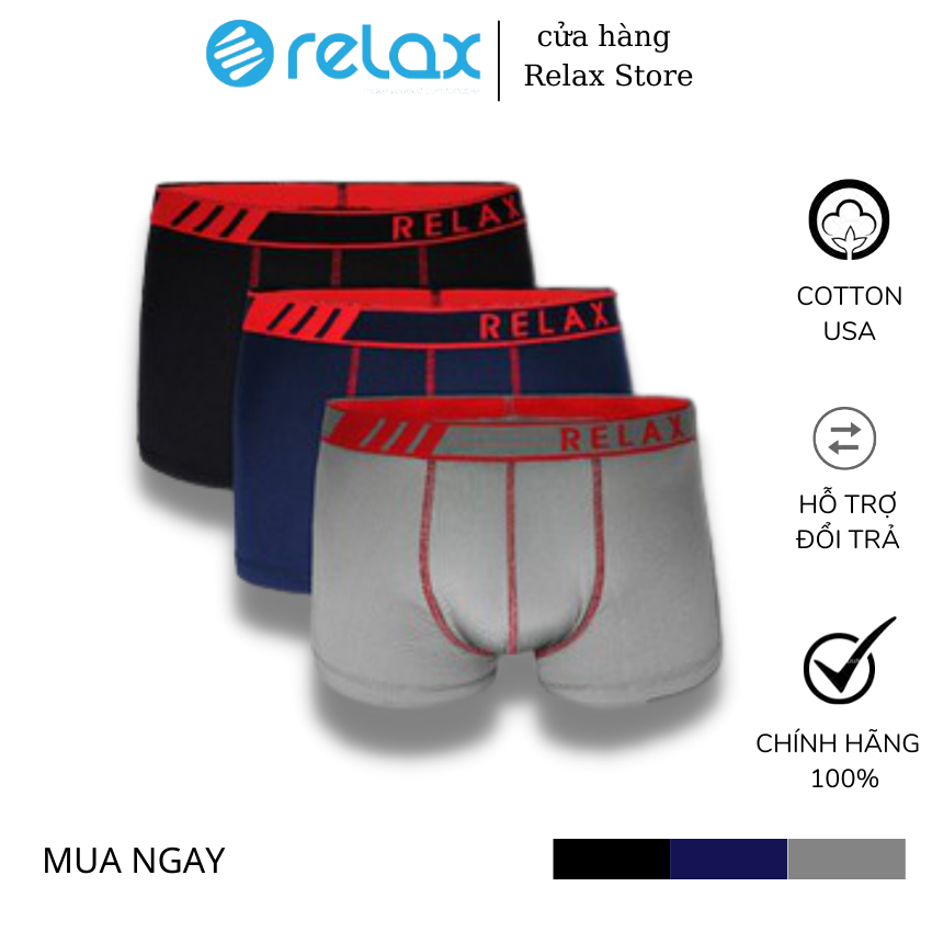 quần lót nam relax underwear thun lạnh cao cấp chính hãng, quần sịp đùi boxer rltk25