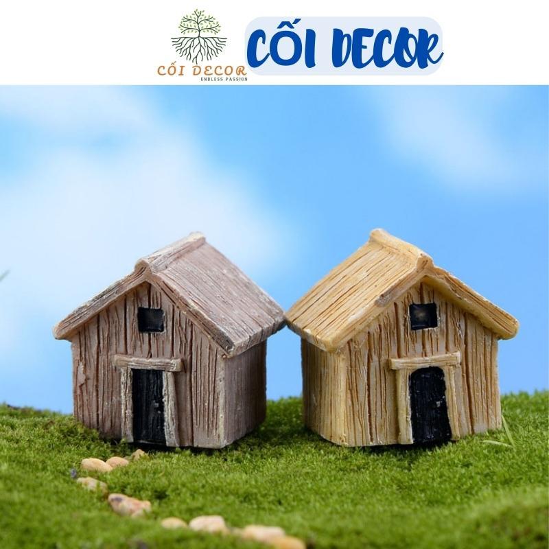 Tiểu cảnh mini ️ Mô hình ngôi nhà giả gỗ trang trí tiểu cảnh sen đá, sân vườn, bể cá, bể terrarium
