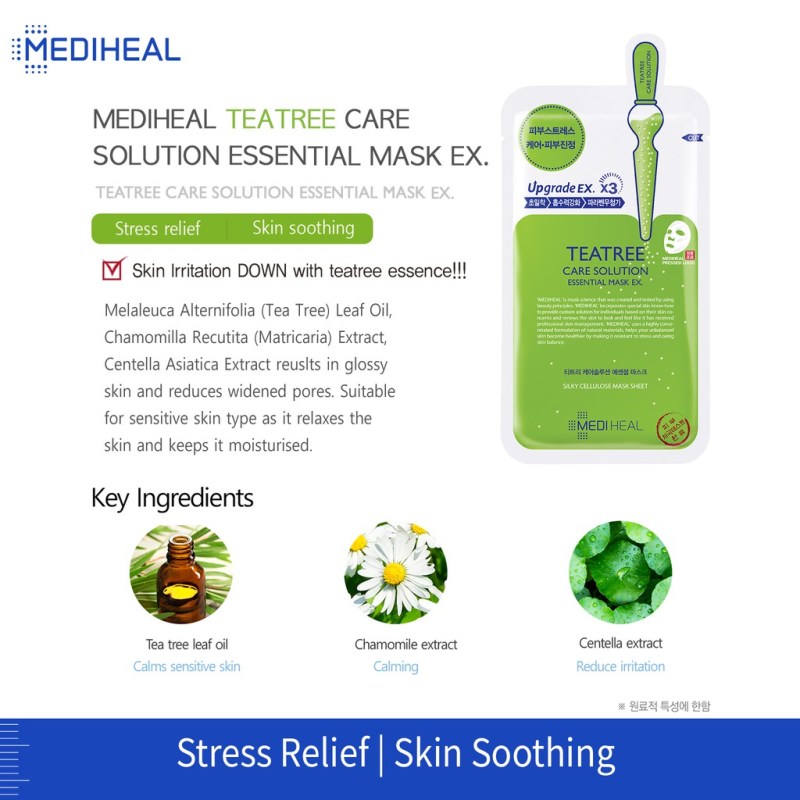 Hộp 10 Mặt Nạ Ngăn Ngừa Mụn Mediheal Teatree Healing Solution Essential Mask 25ml x10