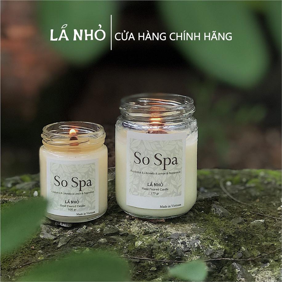 Nến thơm LÁ NHỎ - So Spa (Eucalyptus + Cintronella + Lemon + Peppermint) - Thư giãn - Tươi mới - Trong Lành.