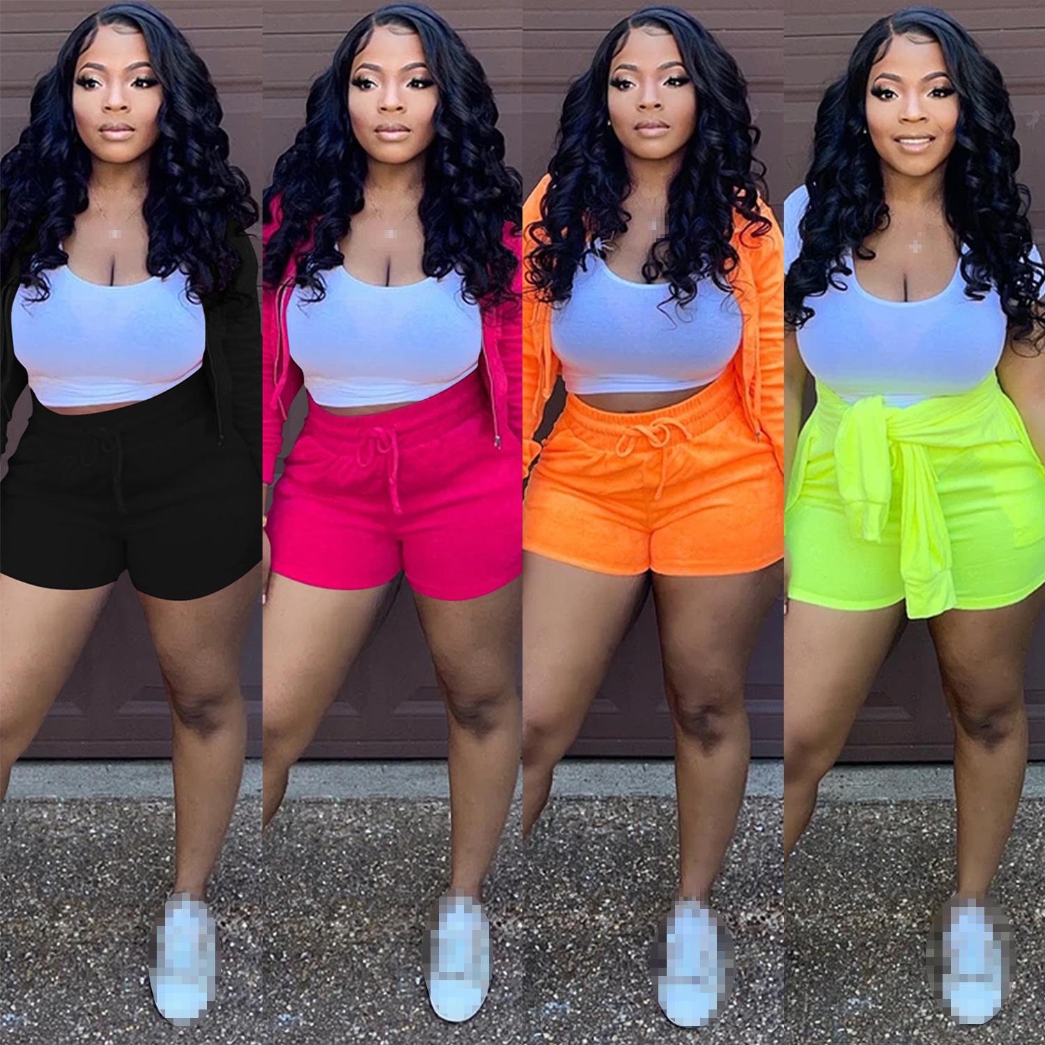Quần Short Bộ Bộ 3 Nữ Bộ 3 Bộ Nữ Trang Phục Áo Nữ 2021 Sỉ Quần Áo Quần Short Nữ Sexy Phù Hợp Với