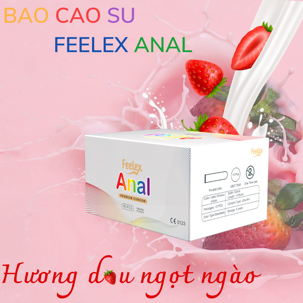 Bao cao su Feelex Anal cao cấp, gấp đôi bôi trơn, bảo vệ tốt hơn khi quan hệ hậu môn, hộp 10 bcs