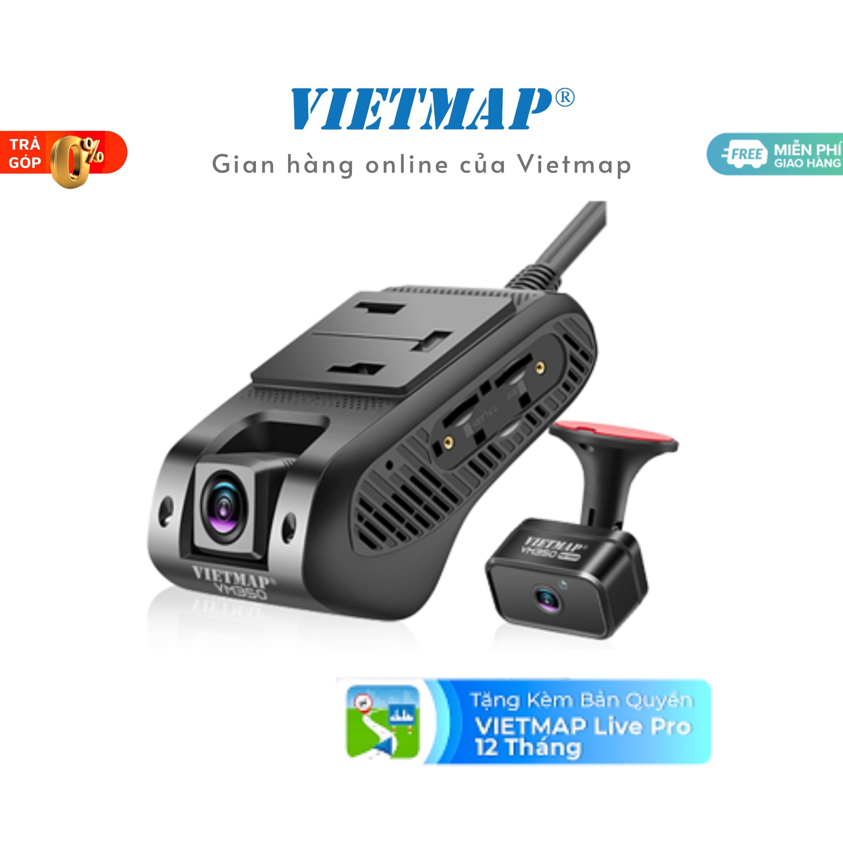 Camera Vietmap VM350 - Giám sát và định vị từ xa - Ghi hình trước và trong xe hành trình ô tô - Hàng chính hãng