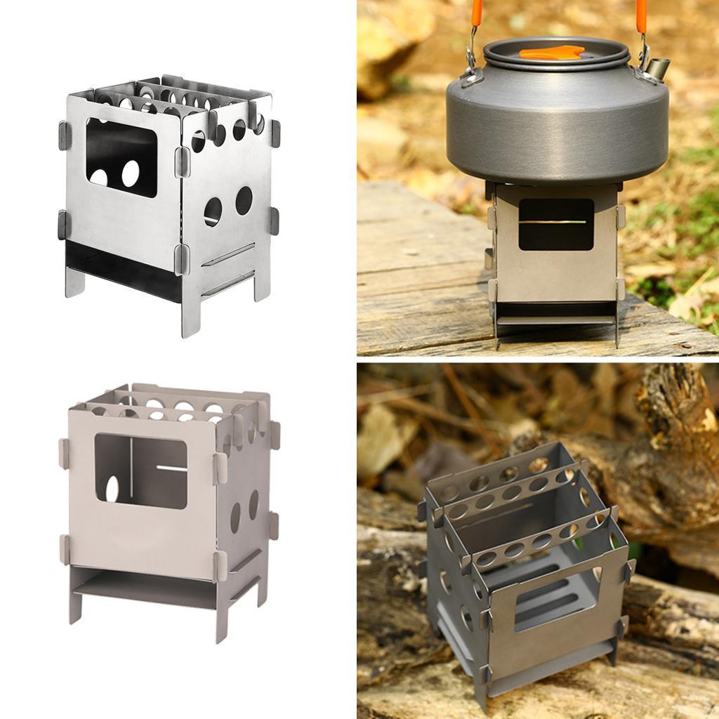 Ultra-light Outdoor Cooking Pocket Stove Backpacking Camping Folding Wood Stove Stainless Steel/ Titanium Materials
