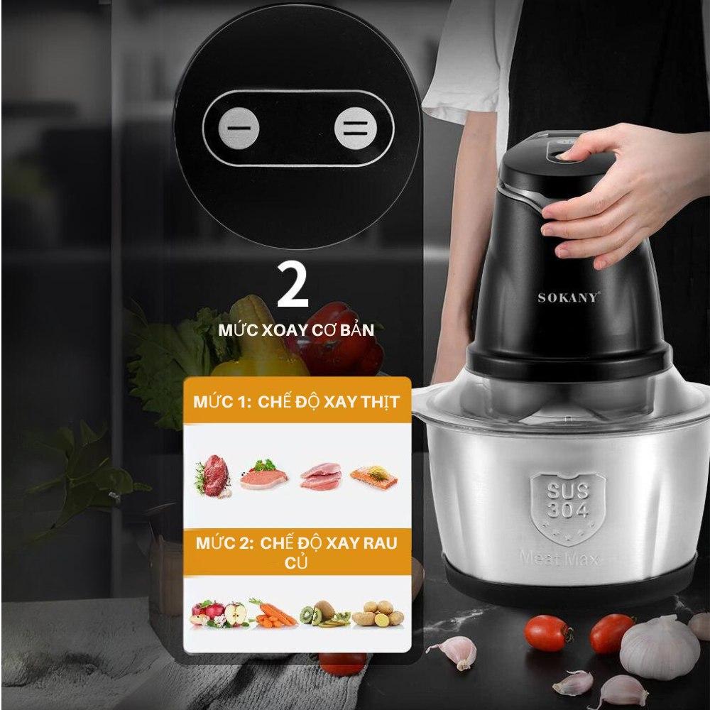 Máy xay thịt đa năng SOKANY SK-7020, dung tích 2L, lưỡi dao 2 tầng xay nhuyễn mọi thực phẩm - HÀNG CHÍNH HÃNG - DELIYA