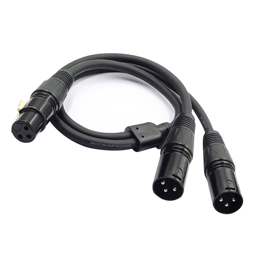 3 Pin XLR Female To Dual 2 Male Plug Y Splitter Cable Adaptor Cable