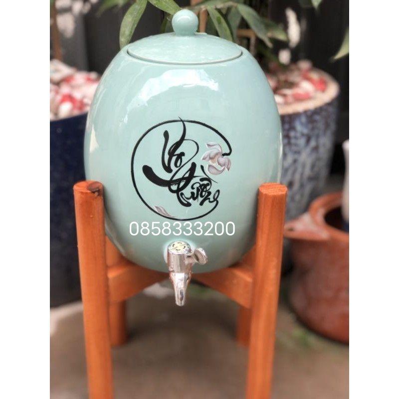 Bình nước 5 lít, vòi inox. Hàng sứ Bát Tràng