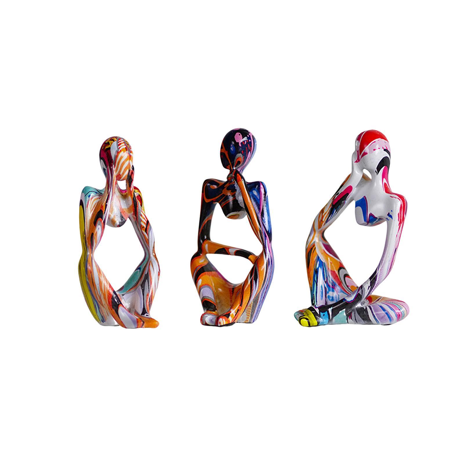 3Pcs Abstract Thinker Statues Artwork Figurines for Tabletop Home Decoration