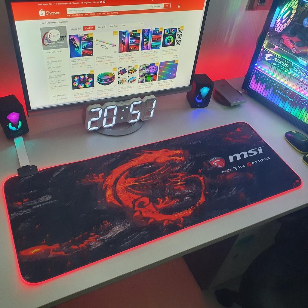 Lót chuột RGB Gaming MSI kích thước lớn 80cm x 30cm dày 4mm siêu bền - Hàng Chính Hãng