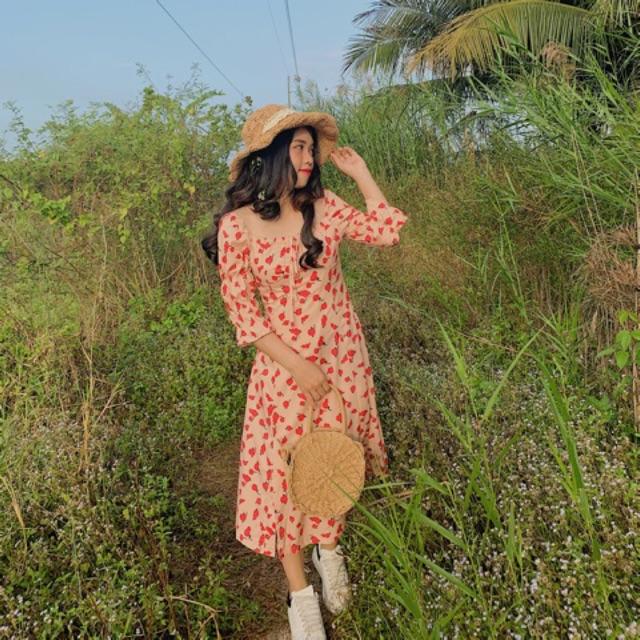 Đầm hoa dự tiệc form dài