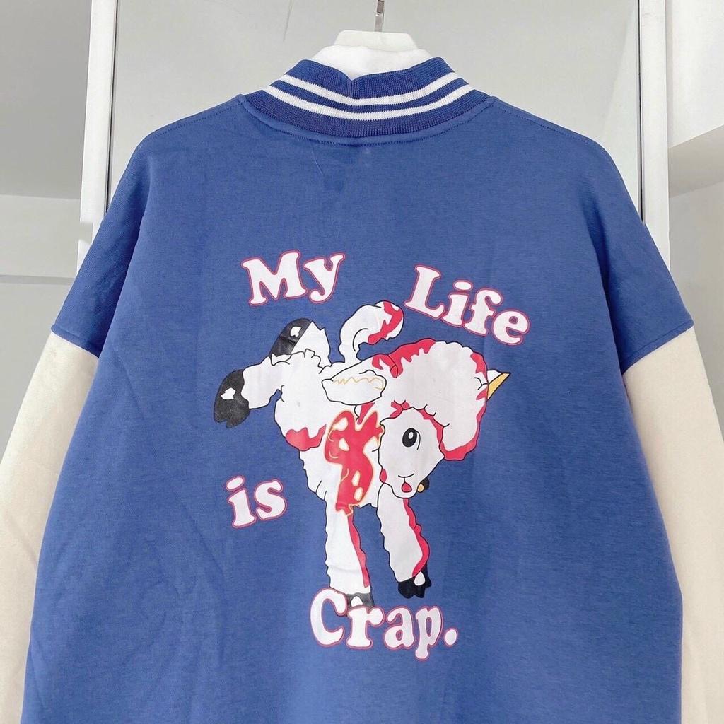 Áo Khoác Cardigan Bomber Chất Nỉ Bông My Life Is Crap/Cừu Form Rộng Unisex Nam Nữ Ulzzang, Áo Khoác Bomber 2020 form rộng Unisex chất nỉ dày dặn ( nam nữ đều mặc được )