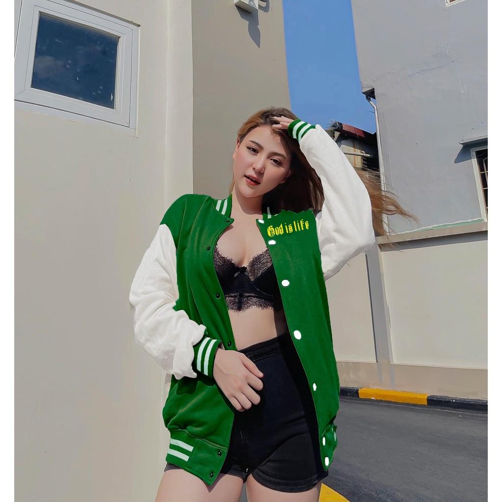 Áo Varsity Jacket SNAKE Ulzzang 3 Màu - Áo khoác Cardigan Bomber 3 màu Unisex phối bo siêu hot - OCEAN.CLO