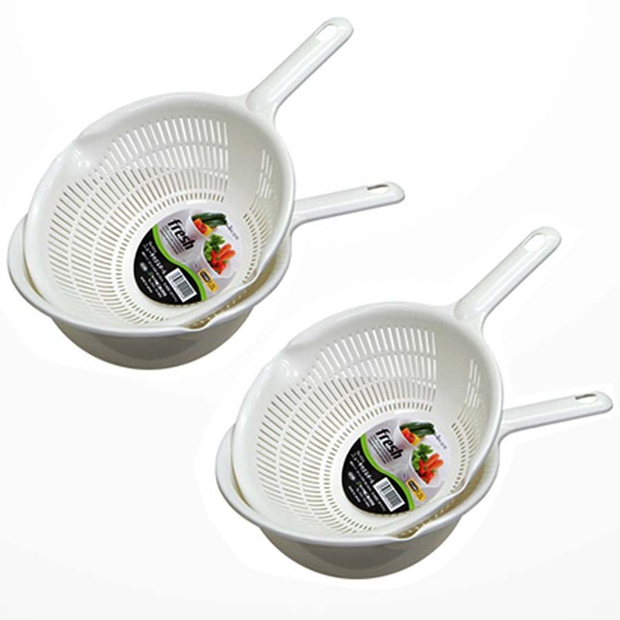 2 bộ rổ kèm chậu hứng 1.2 lít có tay cầm - Hàng nội địa Nhật