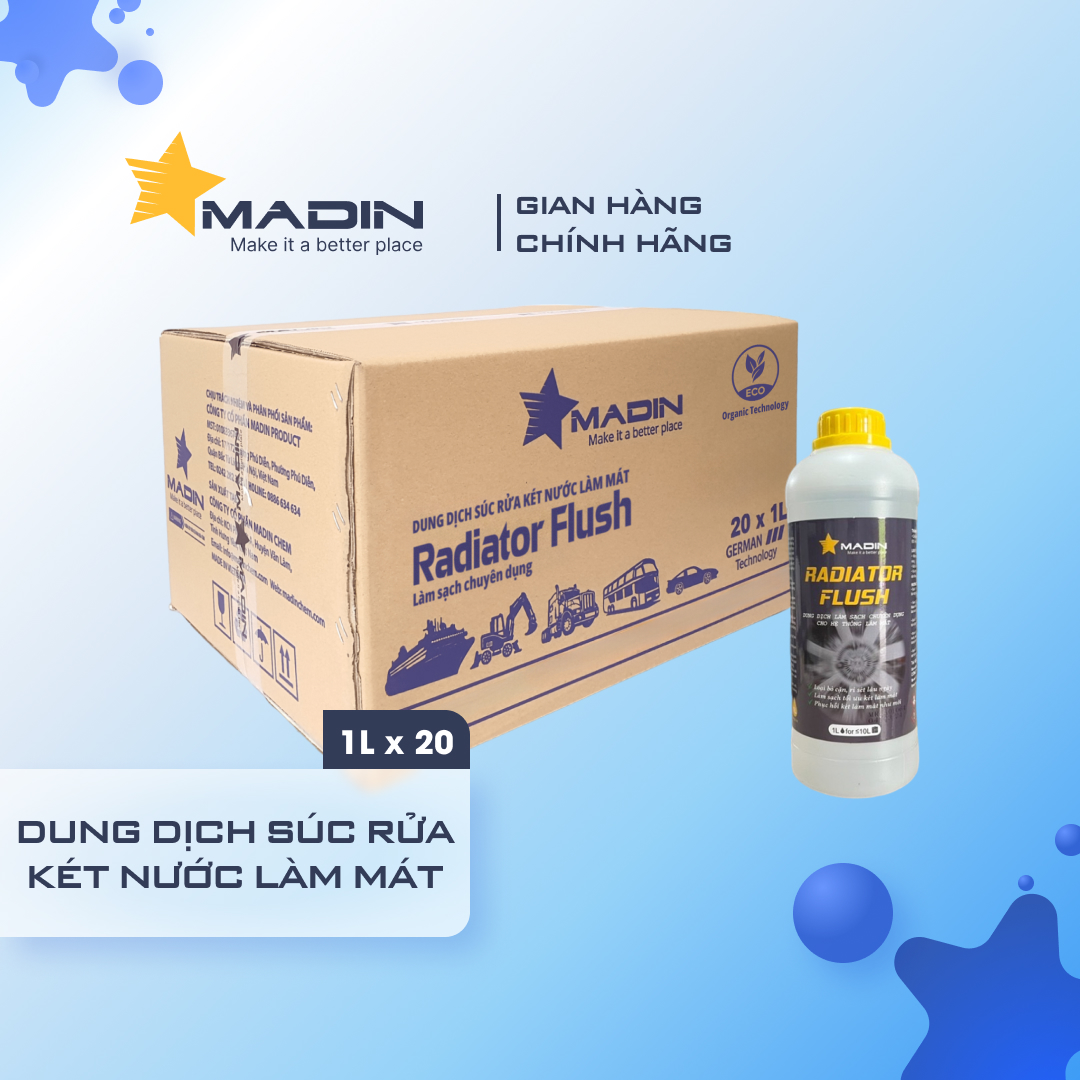 Sục rửa két nước làm mát Madin Radiator Flush 1L, vệ sinh két nước làm sạch cặn bẩn, canxi, rỉ sét