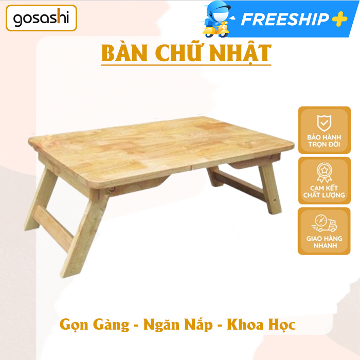 Bàn Học, Bàn Làm Việc Gỗ Caosu Gấp Gọn Phong Cách Hàn Quốc, Màu Tự Nhiên, Dễ Di Chuyển Thương Hiệu Gosashi-BCGTN