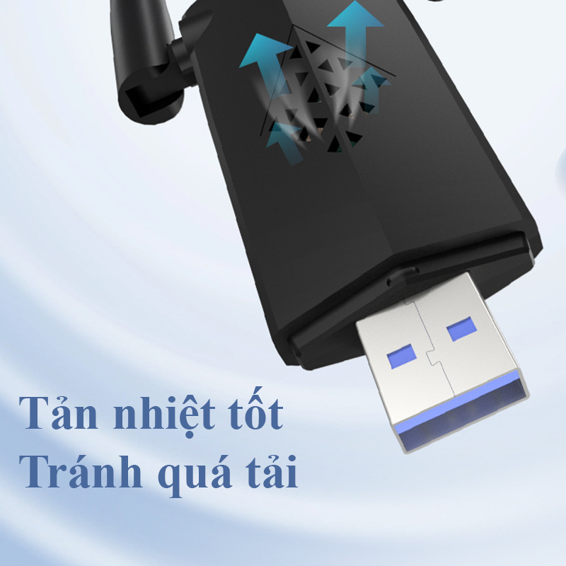 USB Wifi Cho PC 2 Râu Không Dây Băng Tần Kép 5Ghz 2.4Ghz 1300Mbps Bộ Thu Sóng Wifi Chuẩn Wifi5 Kiêm Card Wifi 802.11 AC B G N Điều Chỉnh Linh Hoạt 360 Độ Cổng USB 3.0 Tiện Lợi