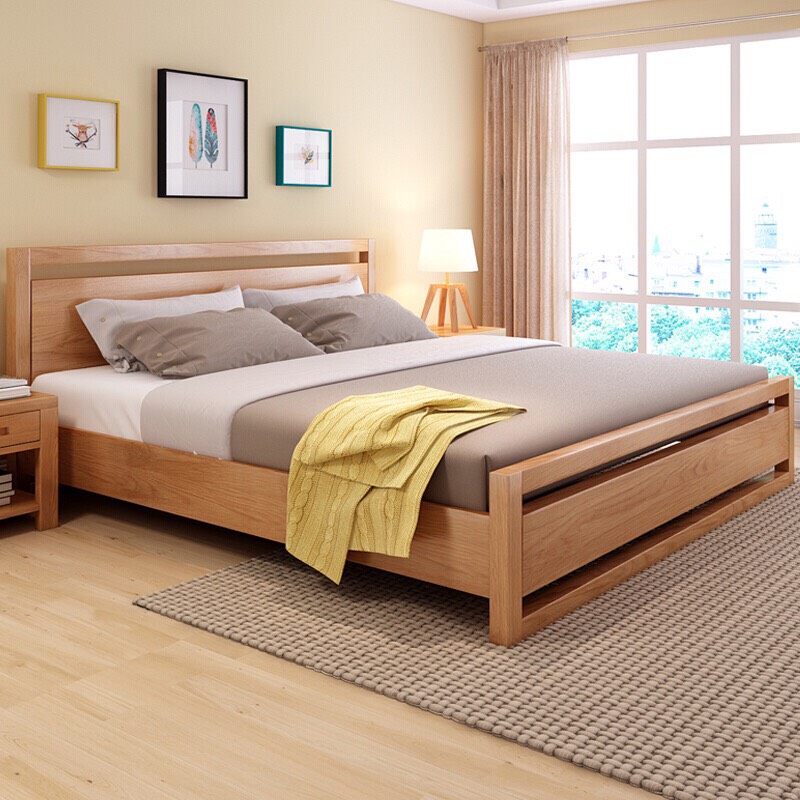 Giường ngủ gỗ sồi Mỹ Paril, phong cách Châu Âu
