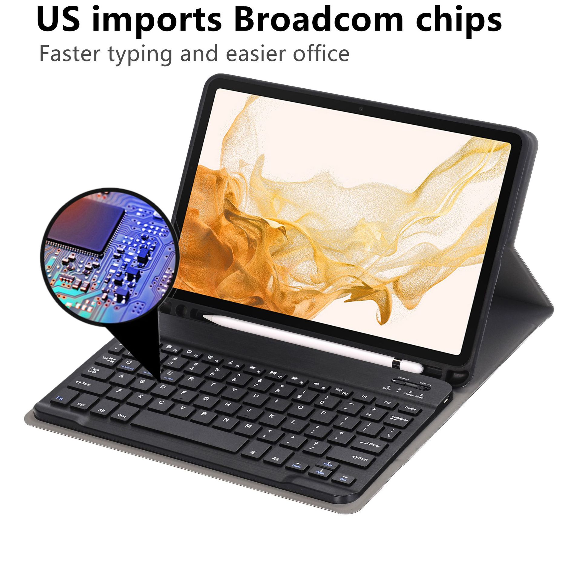 Bao da kèm bàn phím cho iPad 10.2 inch, Gen 7/8/9 Bluetooth Keyboard Case có khay để bút chống sốc cao cấp - Hàng chính hãng