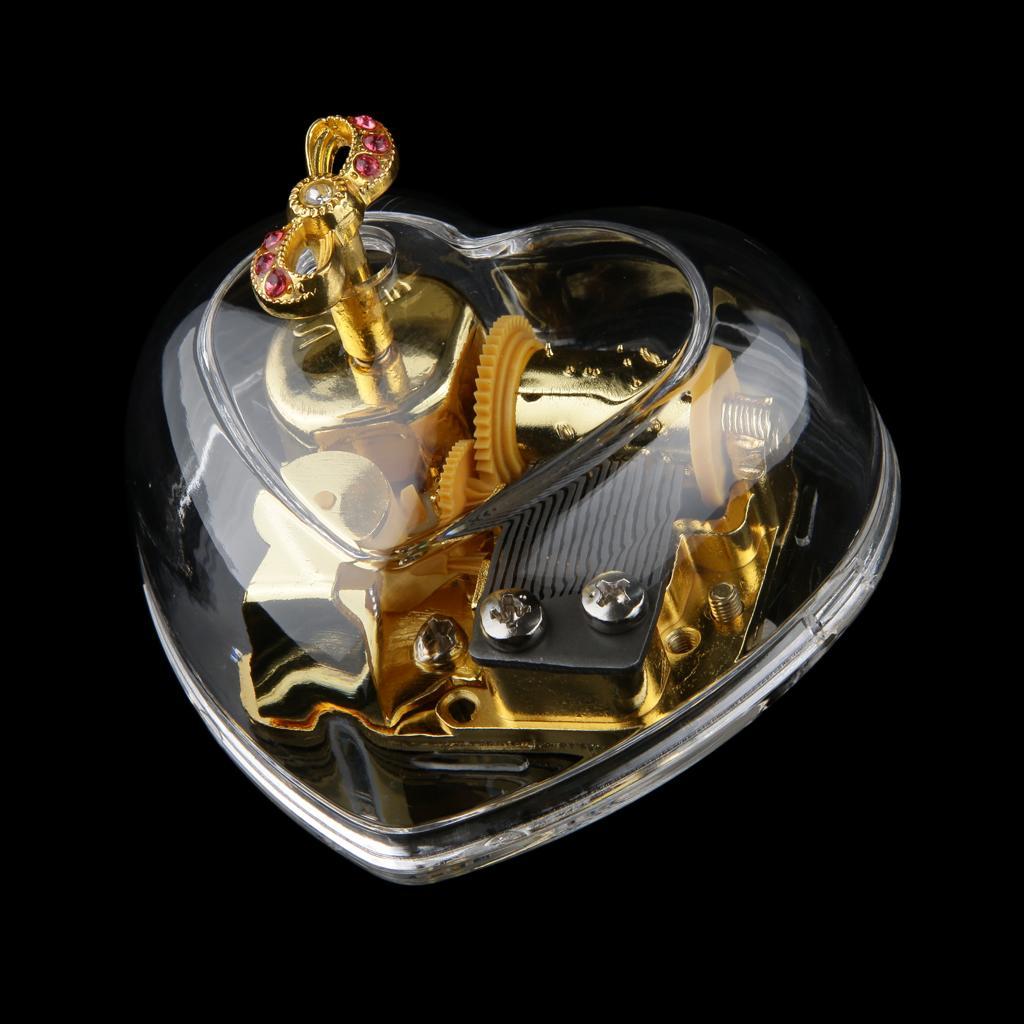 2pcs Acrylic Clockwork Music Box Melody Box Happy Birthday To You Tune Case Home Office Decoration