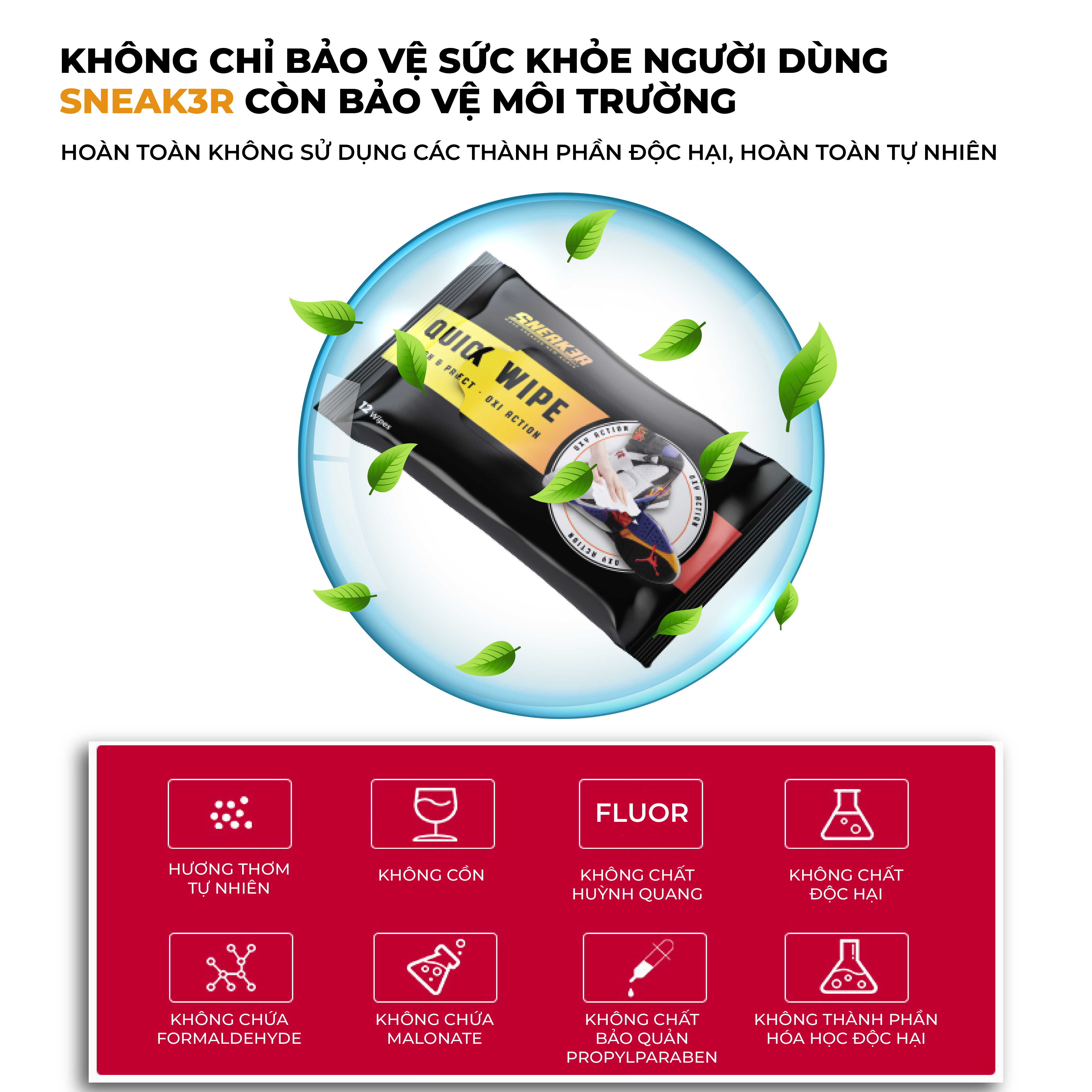 Khăn lau sạch giày nhanh siêu tốc SNEAK3R WIPES gói 12c