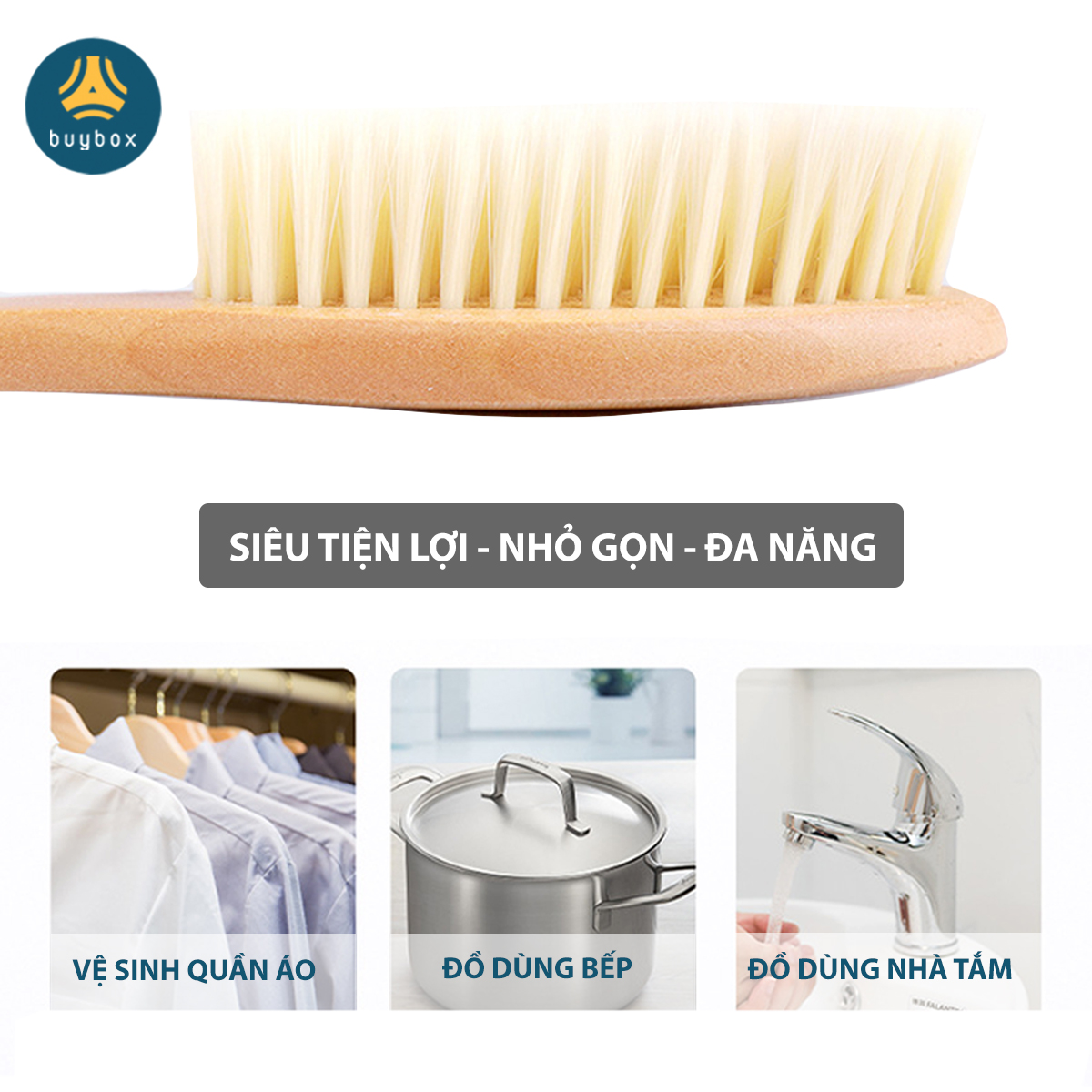 Bàn chải lông mềm cán gỗ dùng cho vệ sinh giày dép, đánh giày - Buybox - BBPK252