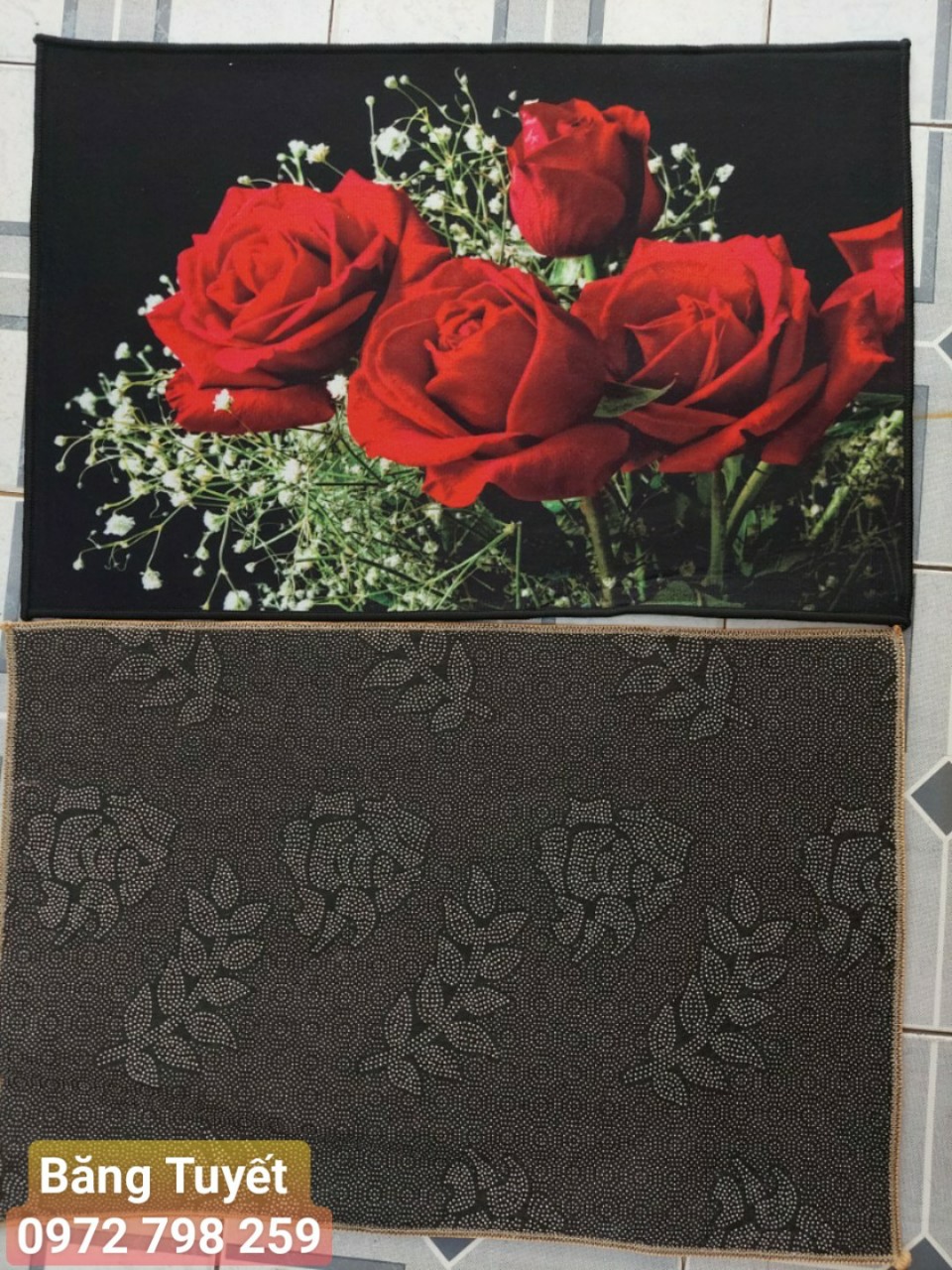 Thảm lau chân 3D kích thước 60x40 cm chống trơn trượt - Thảm chùi chân siêu thấm hút họa tiết 3D