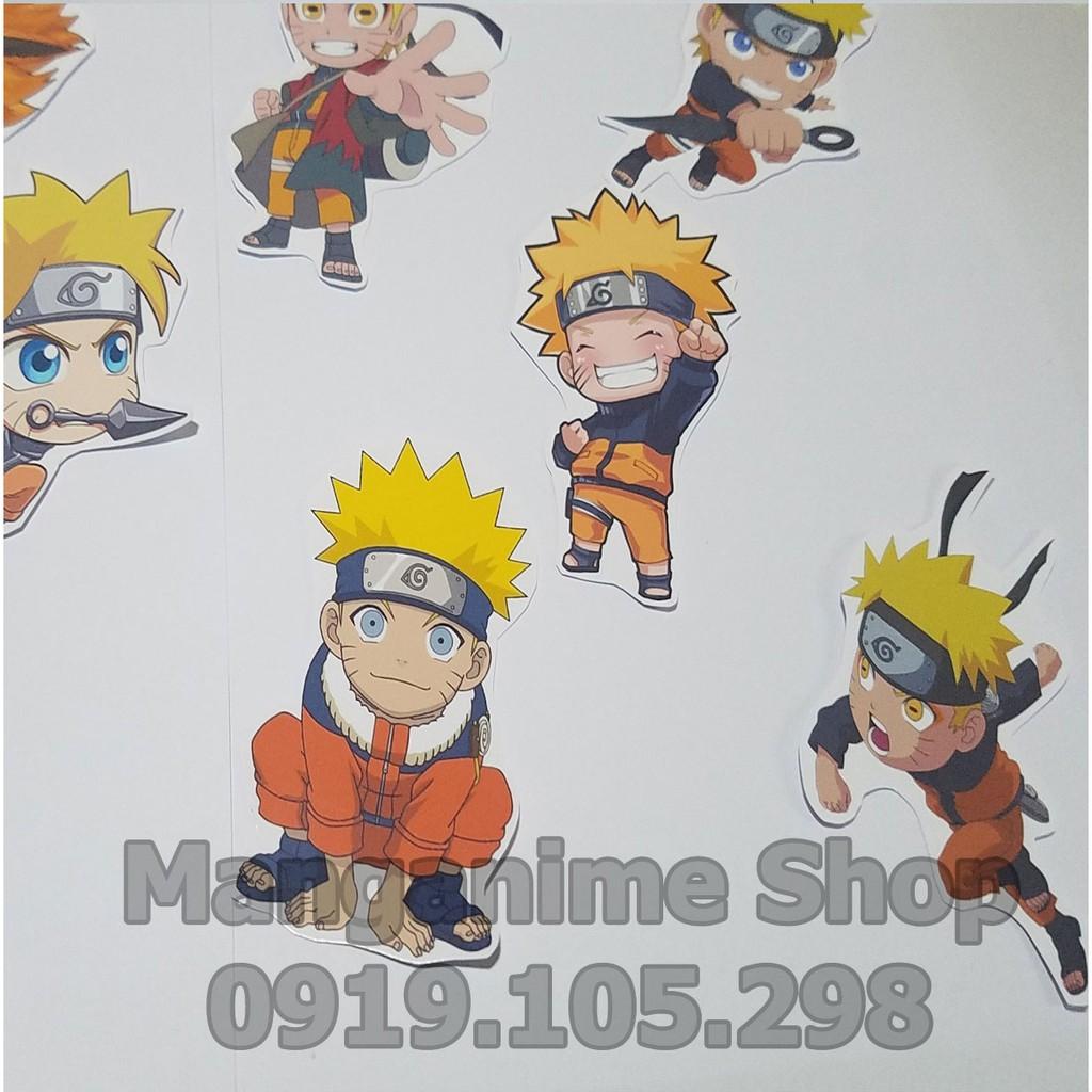 Bộ 11 sticker Naruto chibi decal bóc dán siêu cute