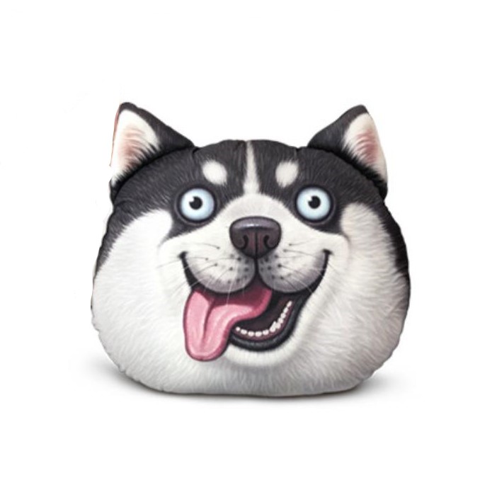Gấu Bông Gối Dựa Chó Husky 3D Mặt Ngố - Thú Nhồi Bông Tác giả OEM
