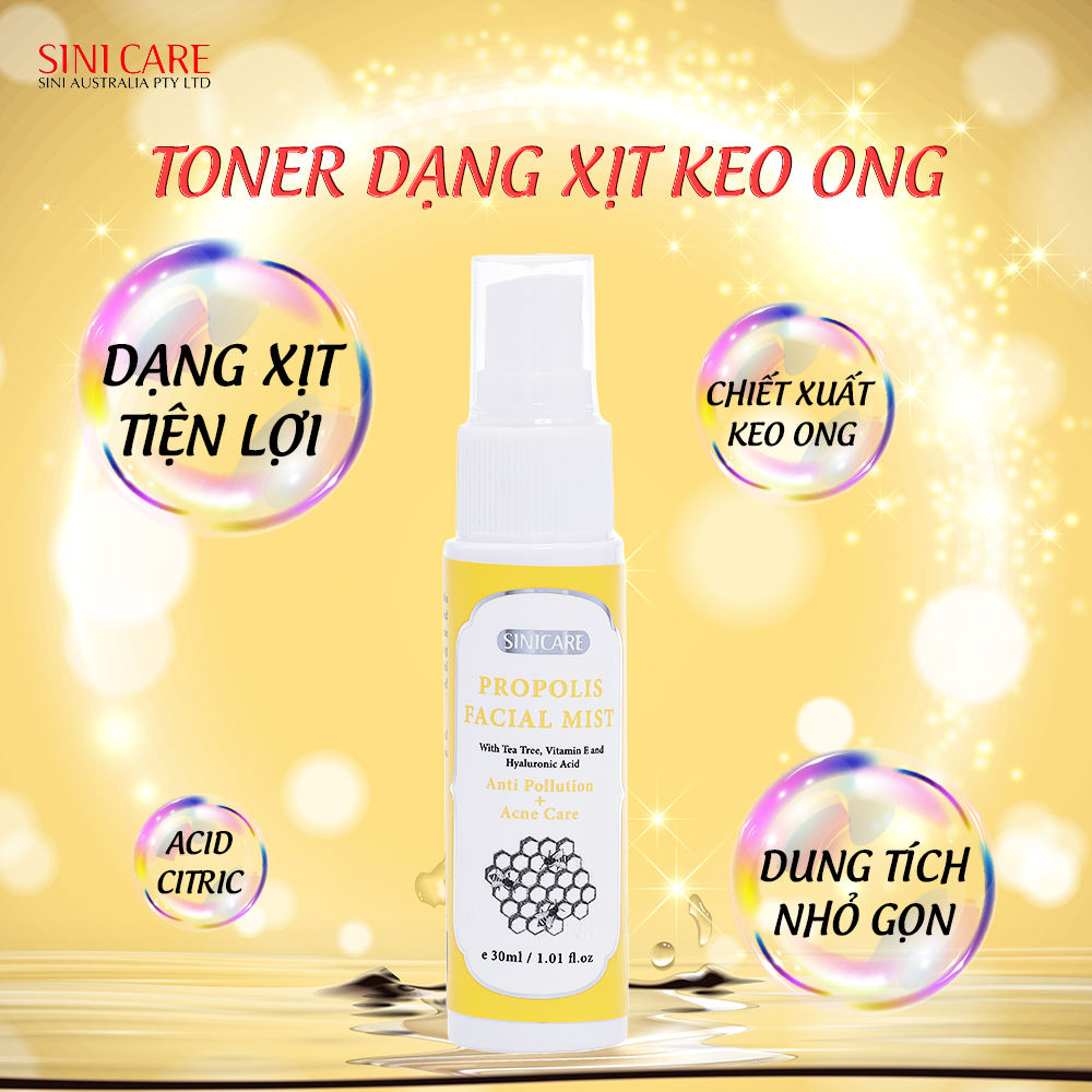 Toner keo ong dạng phun sương SINICARE Propolis Facial Mist 30ml