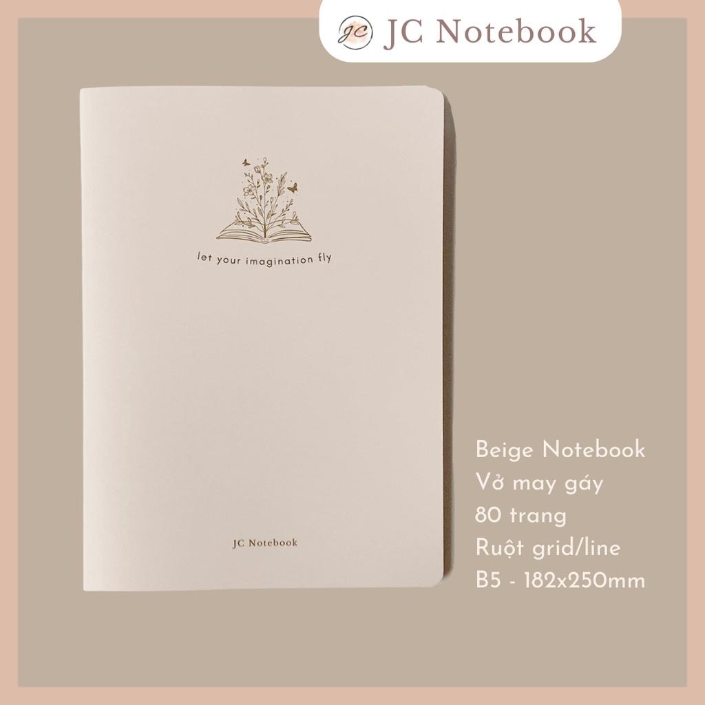 Vở kẻ ngang, caro ô vuông B5, Pastel Notebook, Tập viết bài học sinh ruột dot grid, line kẻ dòng, Beige