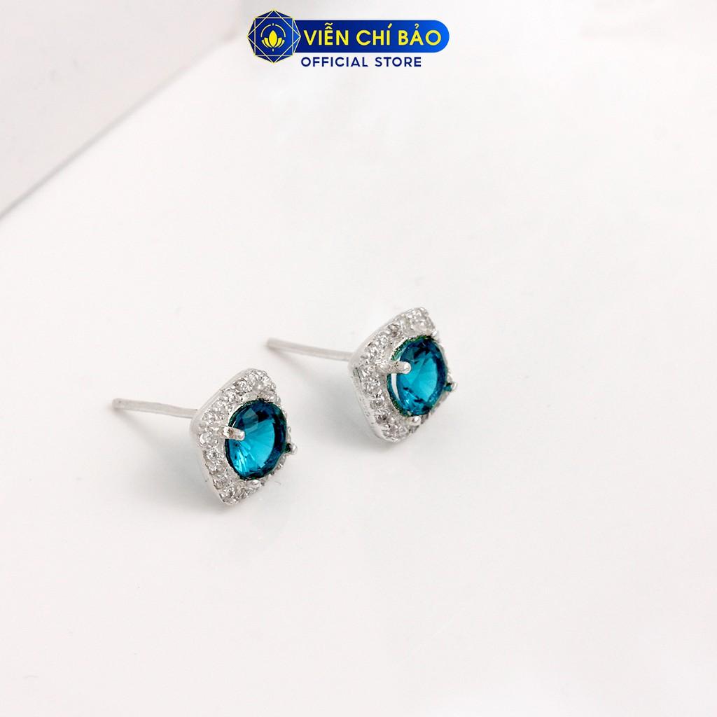 Bông tai bạc nữ vuông nhiều màu chất liệu bạc 925 thời trang phụ kiện trang sức nữ Viễn Chí Bảo B400023