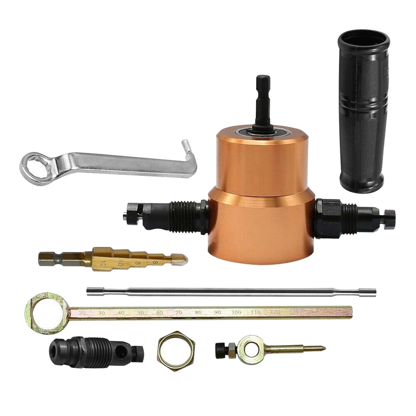 Power Drill Attachment Double Head Metal Nibbler Cutting Cutter Gold