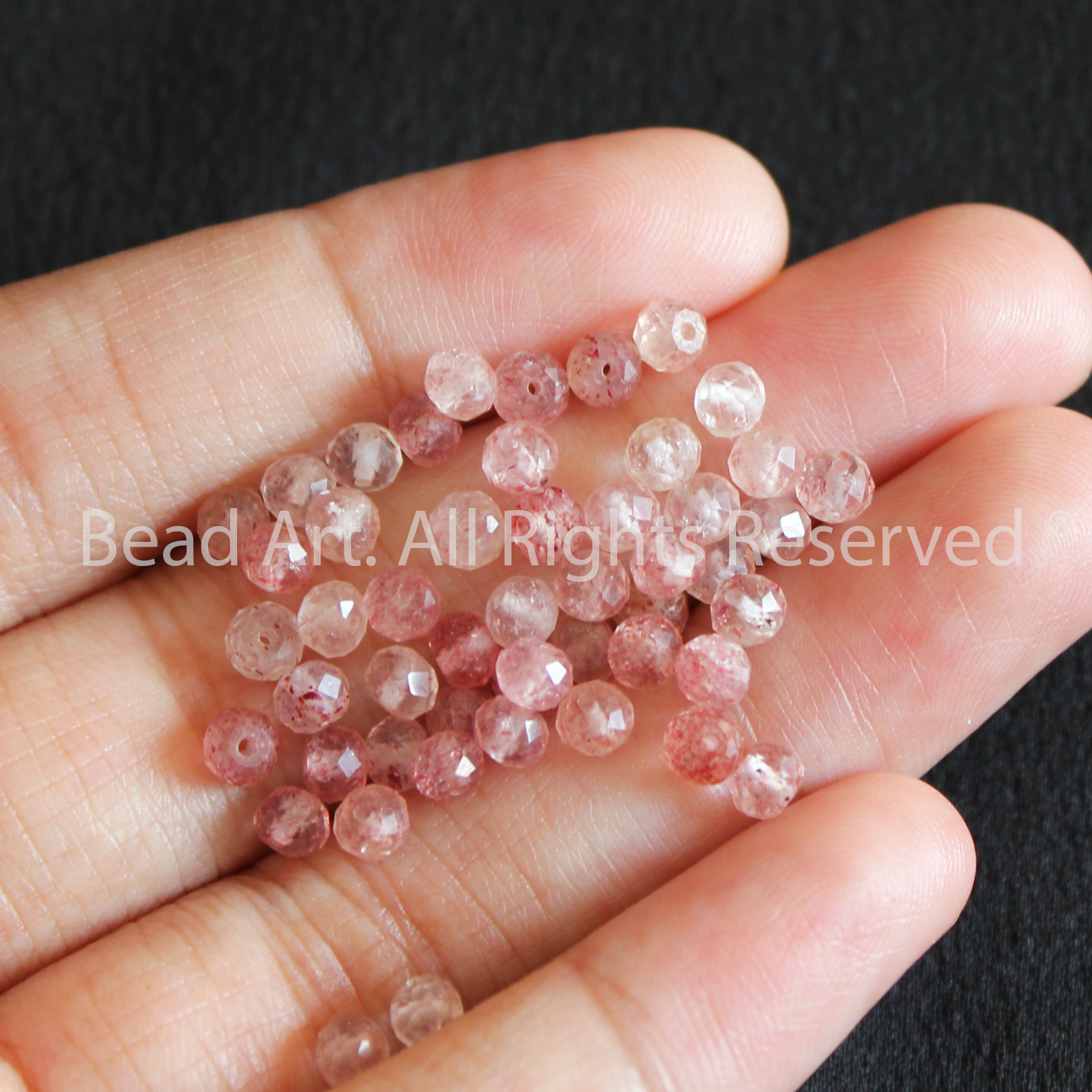 [5 Hạt/10 Hạt] 4x3MM Thạch Anh Dâu Tây Hồng Tự Nhiên, Strawberry Quartz, Mệnh Hoả, Thổ, Phối Vòng Tay Phong Thuỷ, Chuỗi Hạt - Bead Art