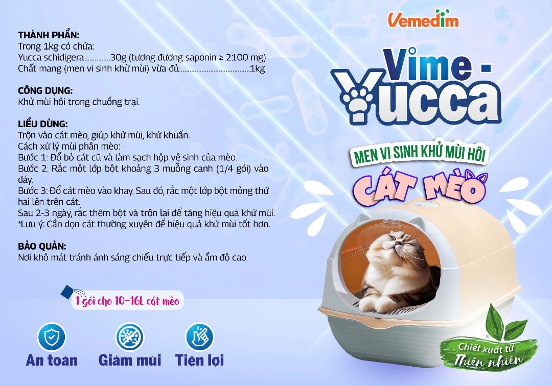 Vime Yucca khử mùi hôi cát mèo (Vemedim, gói 100g)