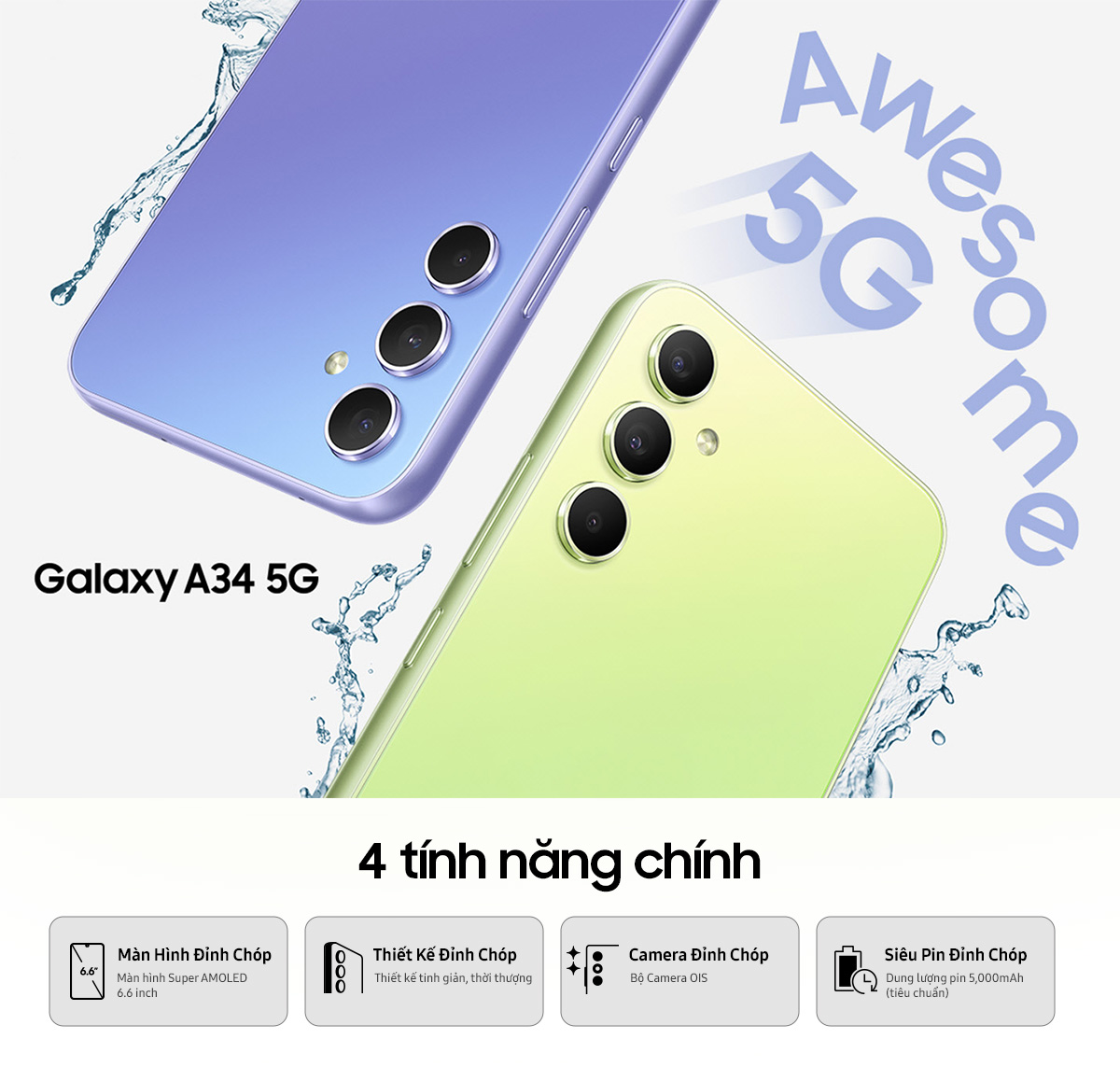 Điện thoại Samsung Galaxy A34 5G (8GB/128GB) - Hàng chính hãng