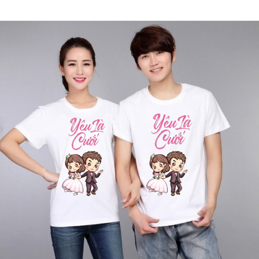 Áo Đôi Phông Rộng TT12, Áo Thun Nam Nữ In Cô Dâu ý Nghĩa, Vải Cotton Thun Thoáng Mát