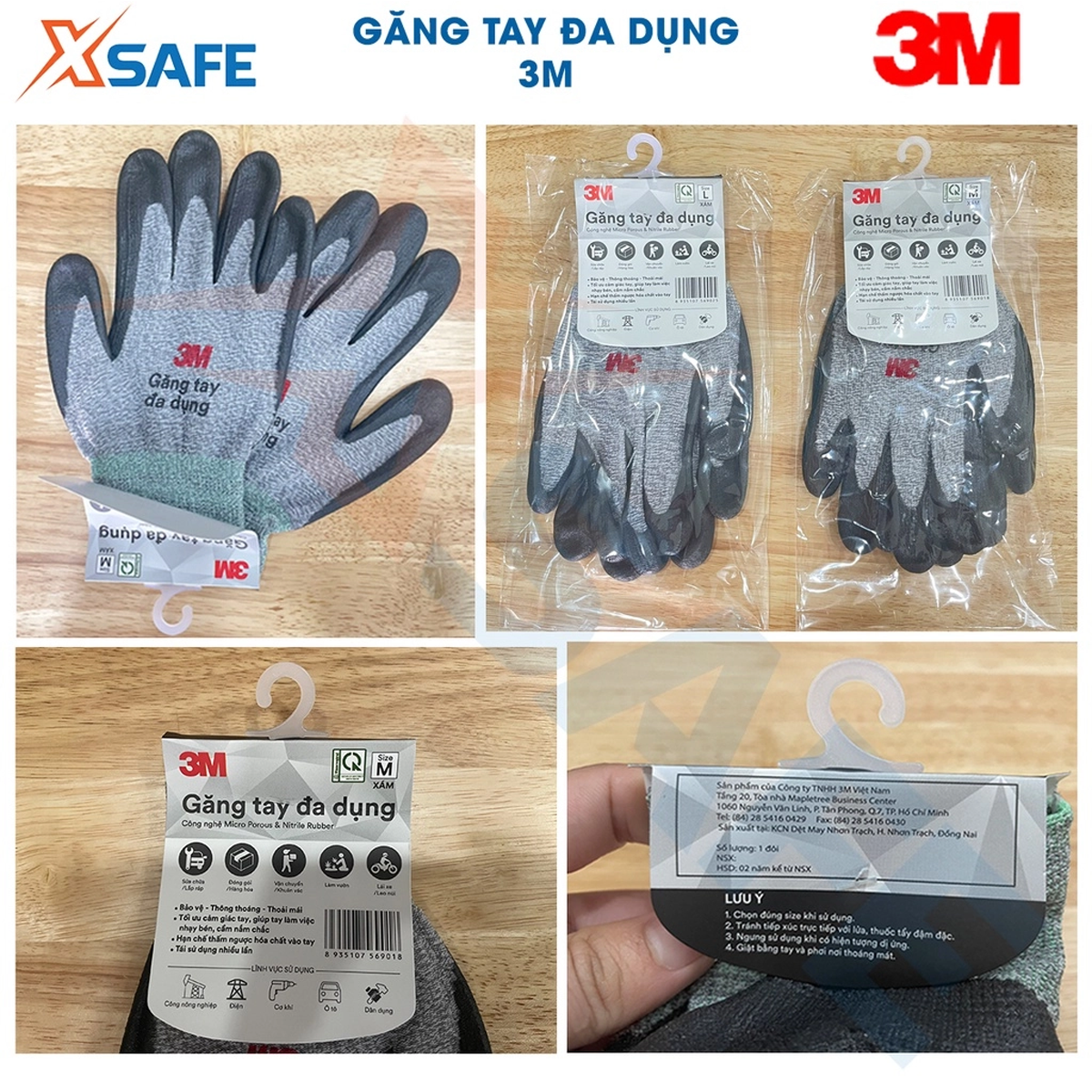 Găng tay đa dụng 3M-Mỹ Găng tay bảo hộ đa năng làm vườn, khuân vác, sữa chữa, lái xe, bảo trì, thi công - Chính hãng