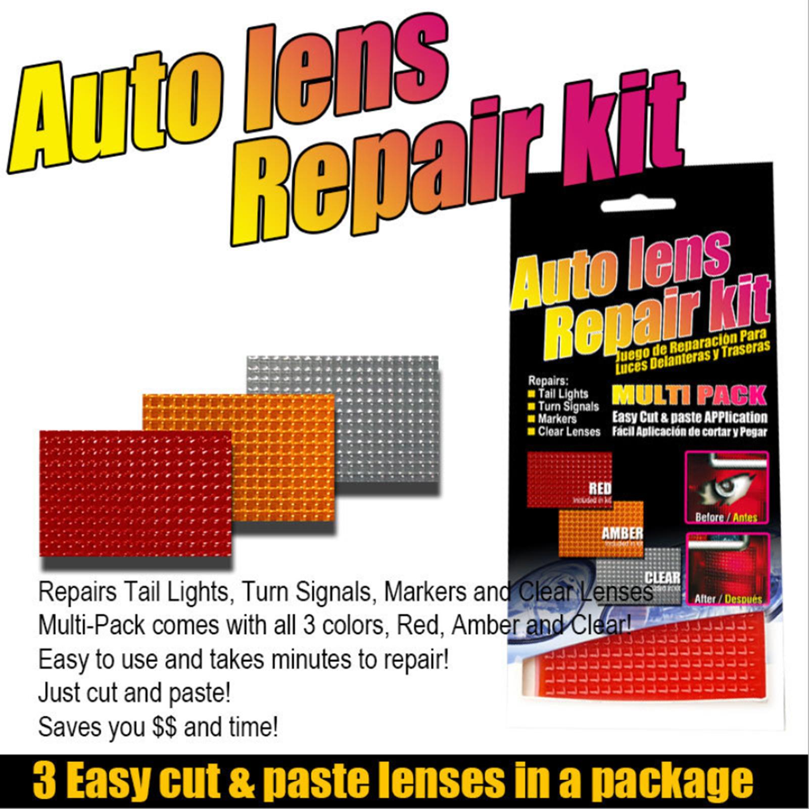 3Pcs Car Lights Crack Restore Films Auto Lens Restore Kit 3 Colors Multi-Pack Headlight Taillight Restore Tools