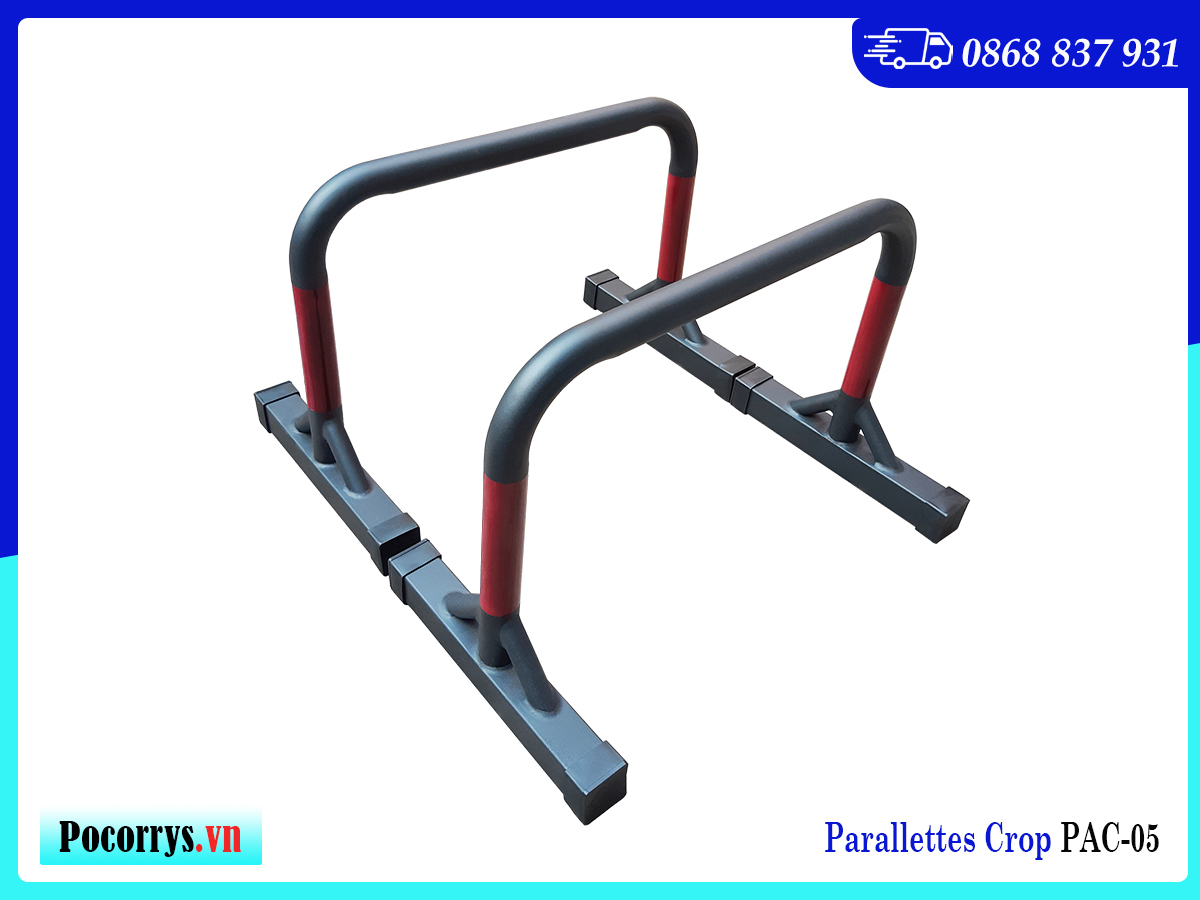 Xà kép Parallettes Crop cao 45cm, Pocorrys PAC-05, Màu đen đỏ