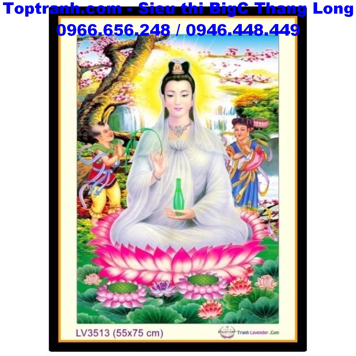 Tranh thêu chữ thập Phật bà Quan Âm bồ tát LV3513 chưa thêu
