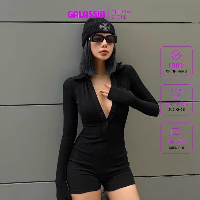 Bikini đen 1 mảnh đồ bơi nữ tắm biển dang jum tay dài kín đáo sang chãnh Galassia