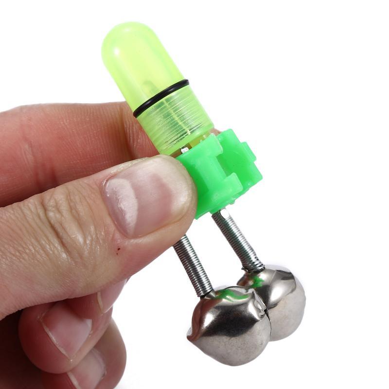 10Pcs/Set LED Night Fishing Rod Bite Bait Alarm Light Twin Bells Clip Alerter Accurate Signal Transmission Fishing Accessories